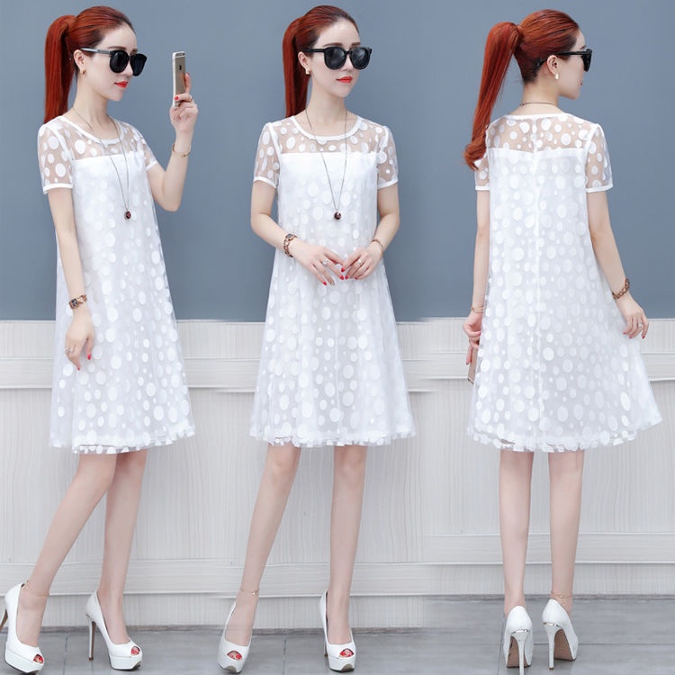 Đầm Dài Phối Ren plus size Phong Cách Hàn Quốc Quyến Rũ