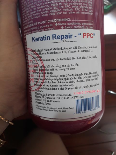 KEM KERATIN PPC REPAIR CHÍNH HÃNG PHỤC HỒI TÓC HƯ TỔN 750ml