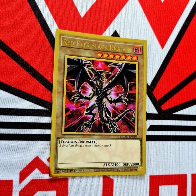 Thẻ Bài Yugioh Monster Red-Eyes Black Dragon - MGED-EN003 - Premium Gold Rare 1st Edition