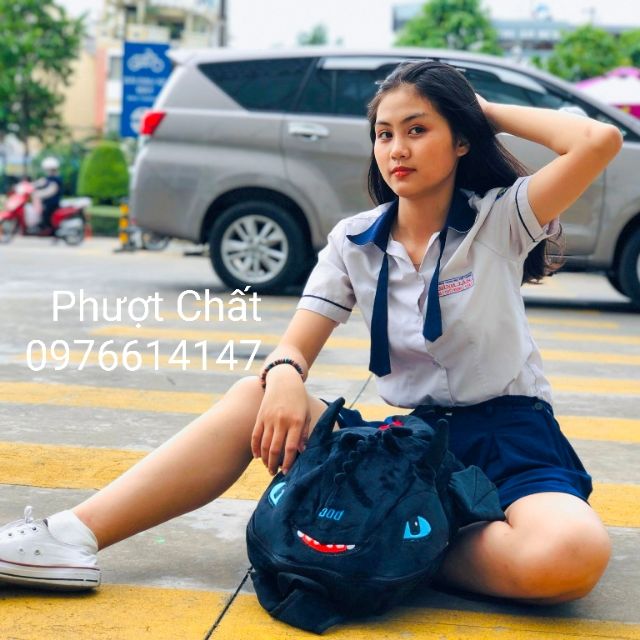 Balo rồng màu đen,balo rồng vải nhung cao cấp đi học,đi phượt