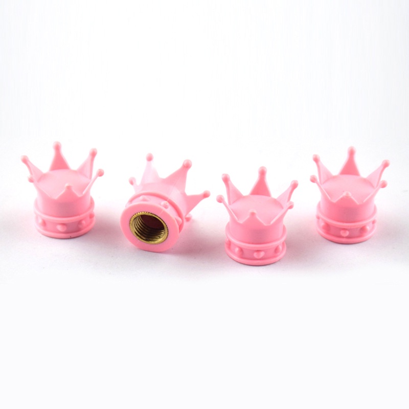 Set 4 nắp van bánh xe hơi chống bụi hình vương miện
