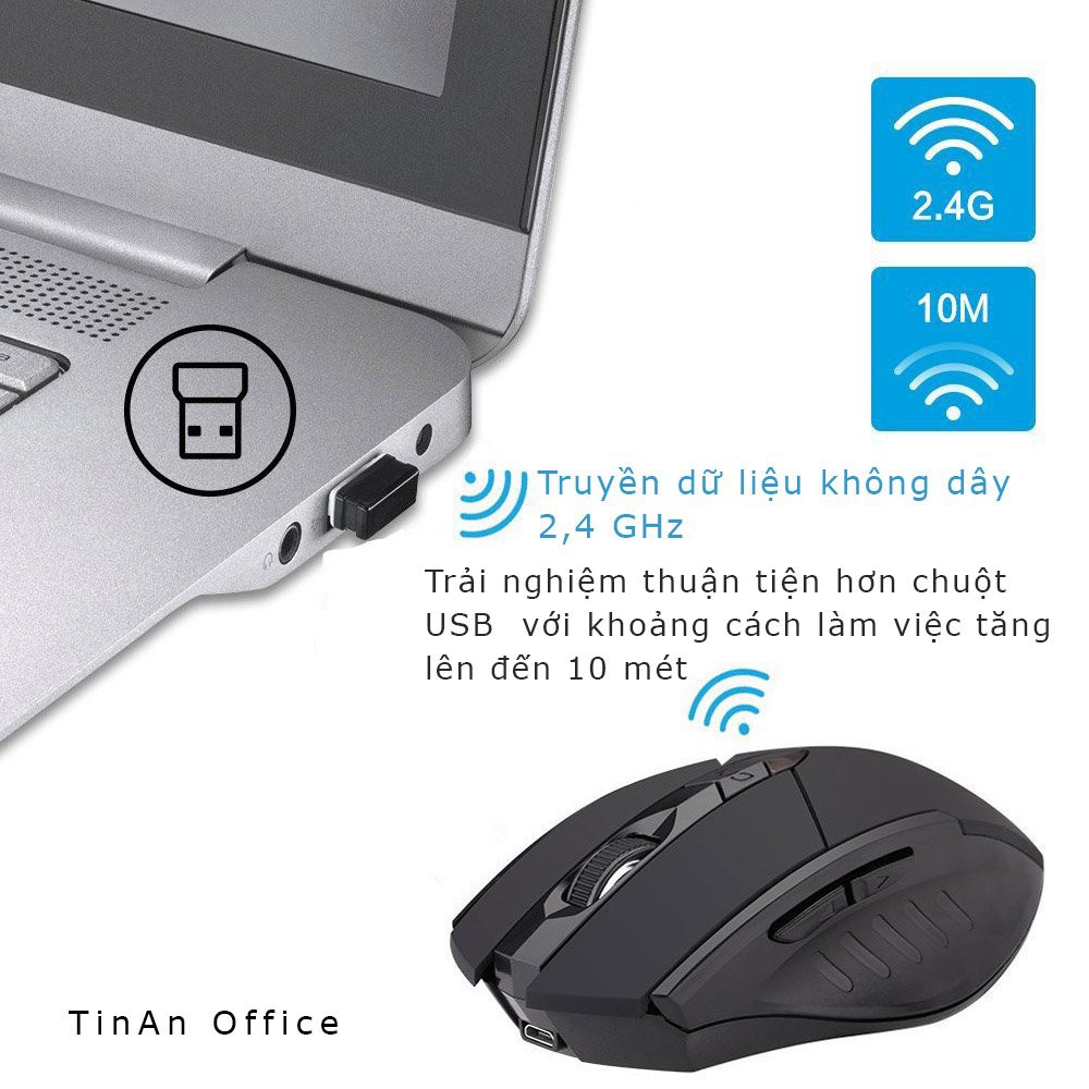 [2.4G+Bluetooth] Chuột Sạc Inphic Không Dây PM6 2,4 GHz/Bluetooth  Điều Chỉnh DPI 2000, Sử Dụng Chơi Game, Văn Phòng