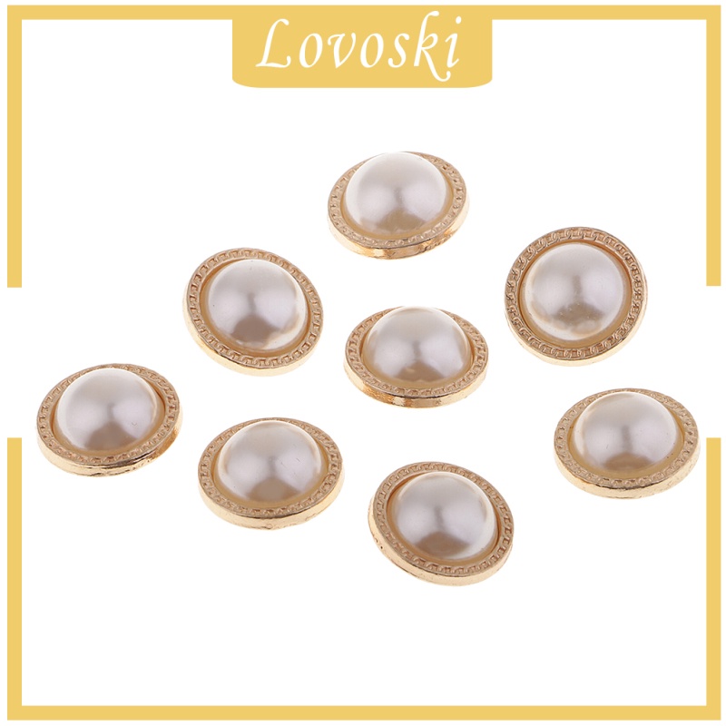 Bộ 8 Nút Áo Tròn Bằng Nhựa Đính Ngọc Trai Giả