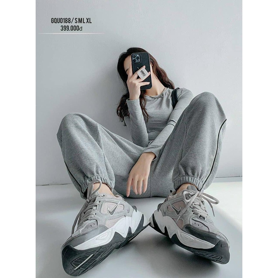Quần Jogger Nữ Phối Viền Bo Gấu Ullzang Unisex Nam Nữ, Quần Bom nữ 3 màu Đen Trắng Chì