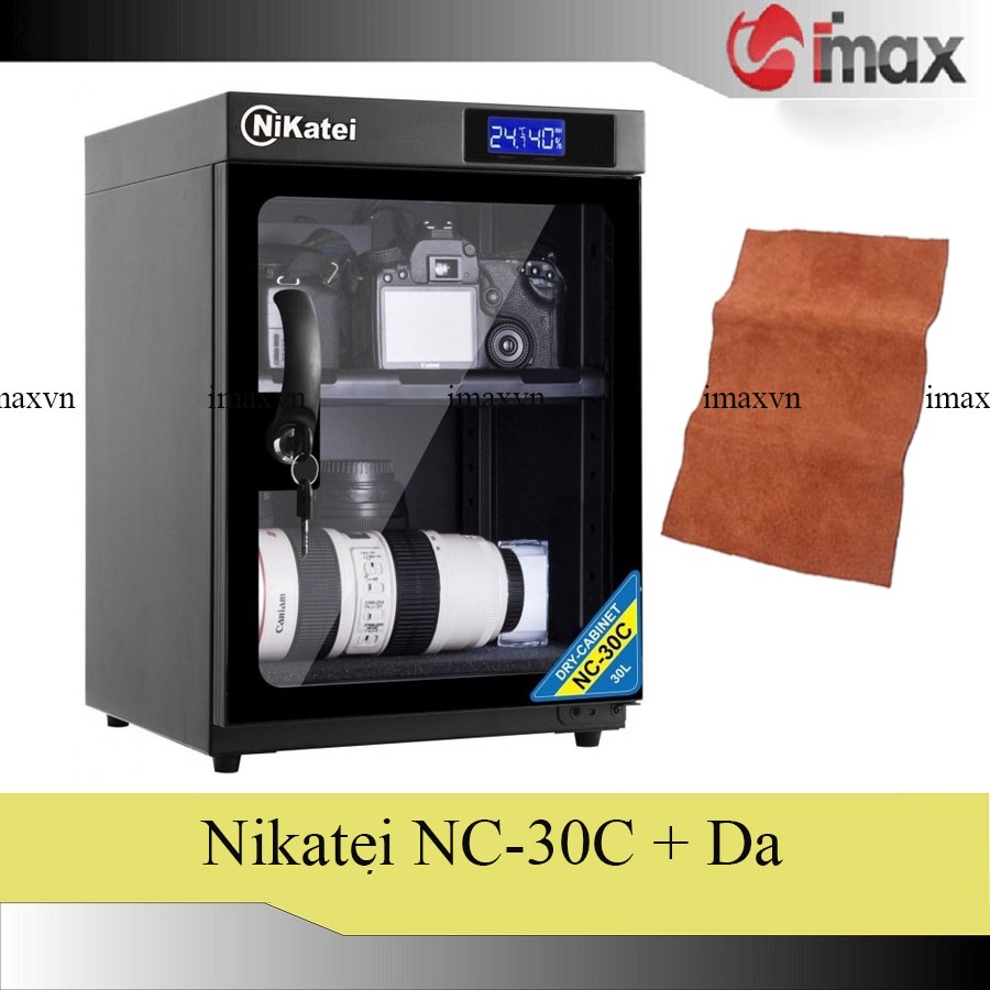 Tủ chống ẩm Nikatei NC-30C BLACK (30 lít) + Da cừu lau len ( Da thật)