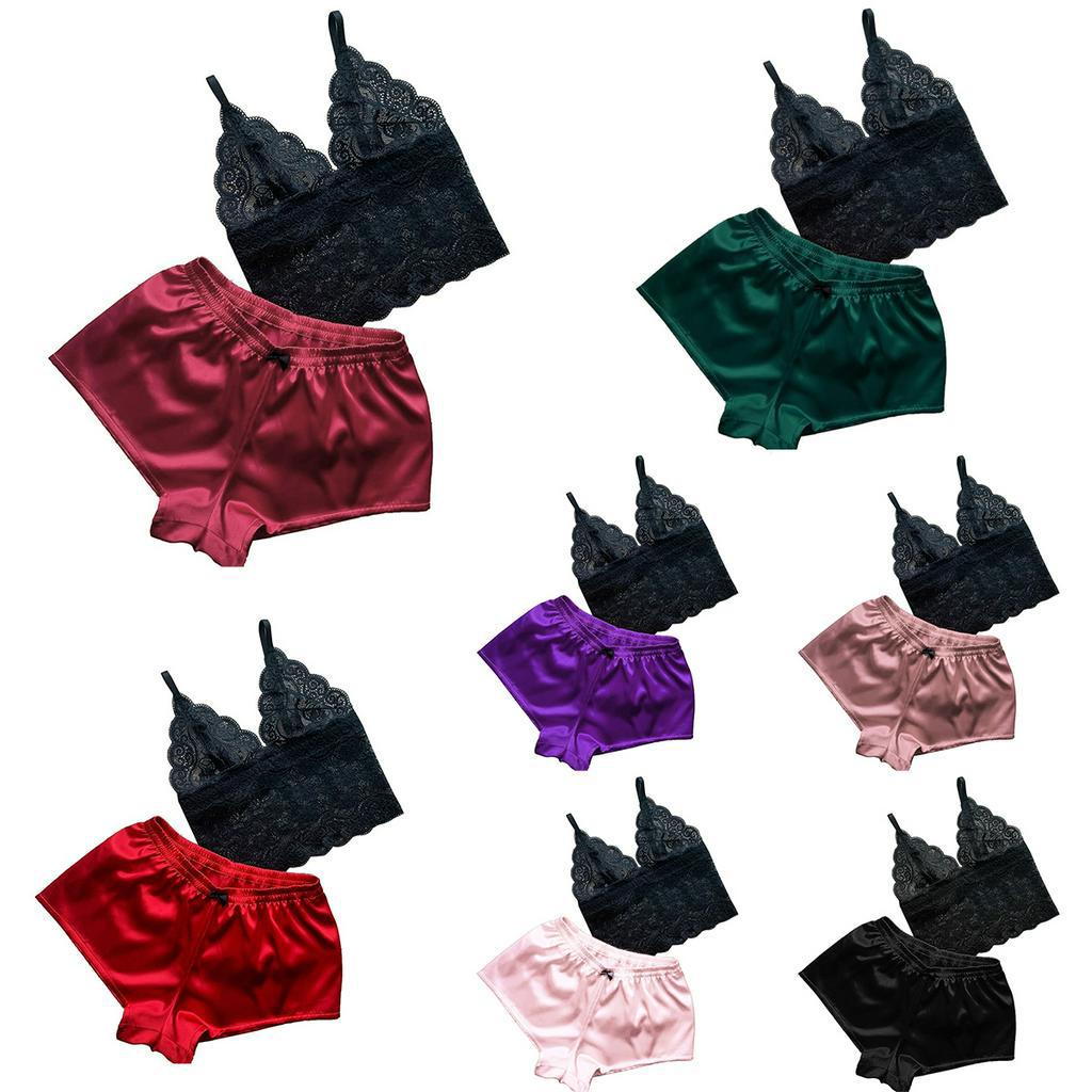 Set 2 Món Đồ Lót Màu Trơn Thời Trang Nữ Quyến Rũ