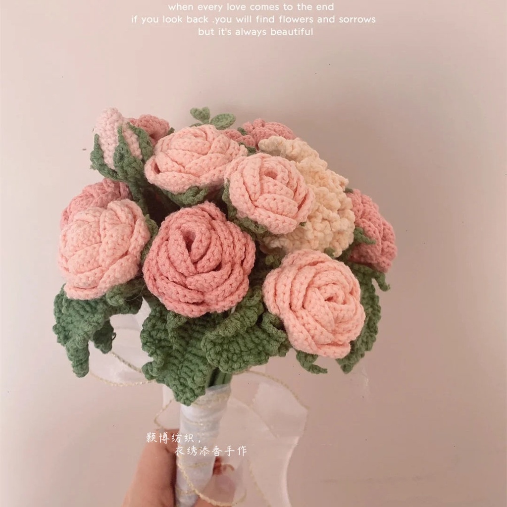 [DIY ART len handmade]Bó Hoa Hồng Giả Đan Len Thủ Công Trang Trí Tiệc Cưới#hoa len#hoa handmade#hoa đan len#diy móc len#đan len handmade