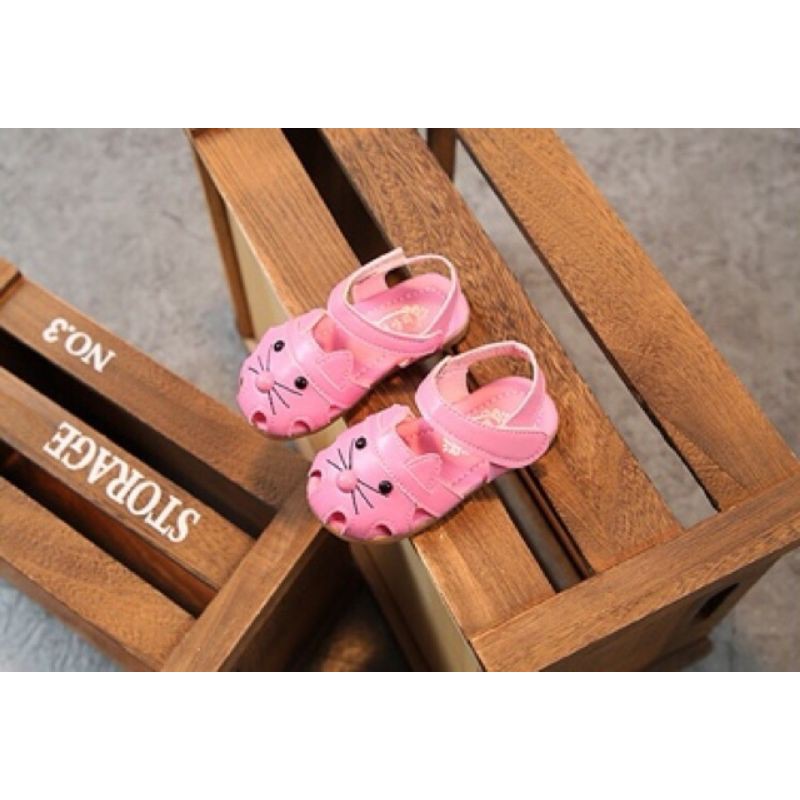 Sandal hình mèo cho bé cực xinhDa PU cực mềm đế cao su bền và chống trượt