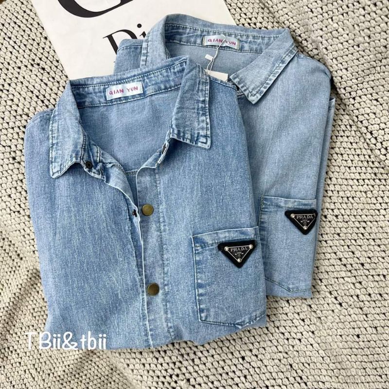 Áo sơmi bò tag túi ngực