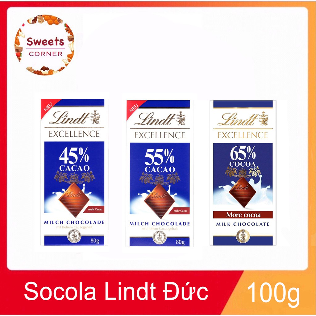 (6 vị) Socola Lindt Excellence &amp; Swiss Classic thanh 100gr