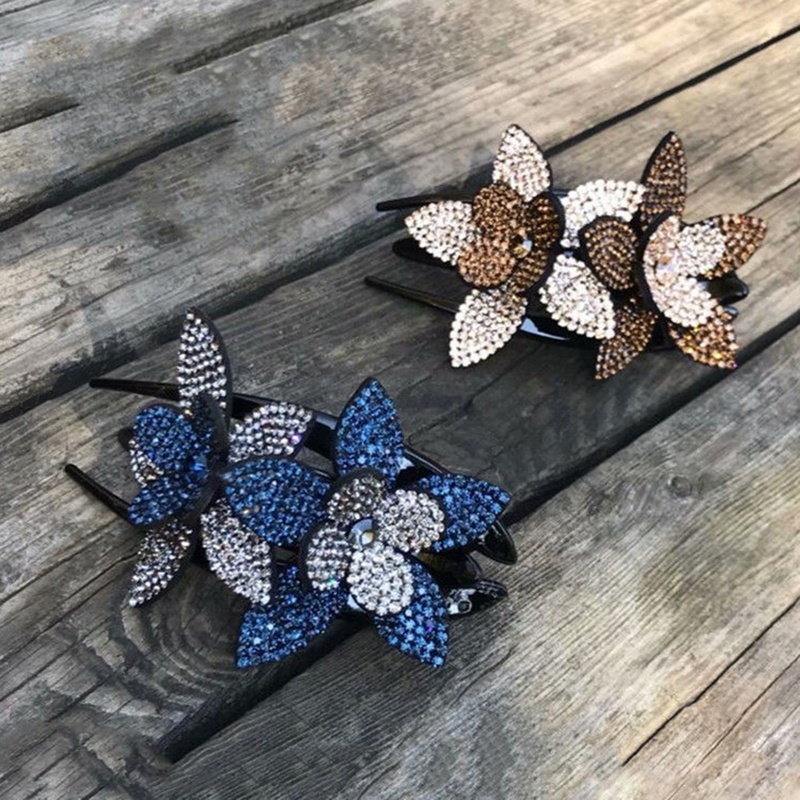 Kẹp tóc phối hoa đính đá phong cách thời trang cho phái nữ