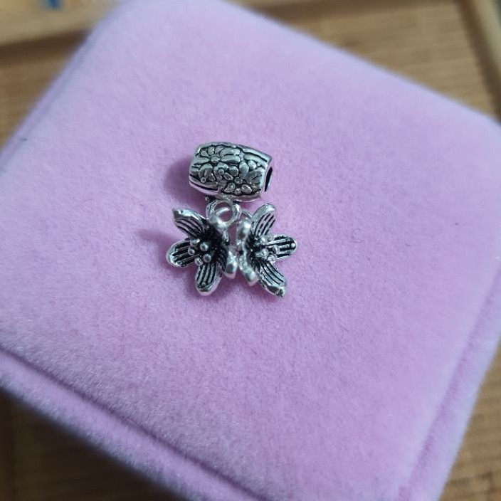 Charm bạc treo 2 hoa - bạc 925
