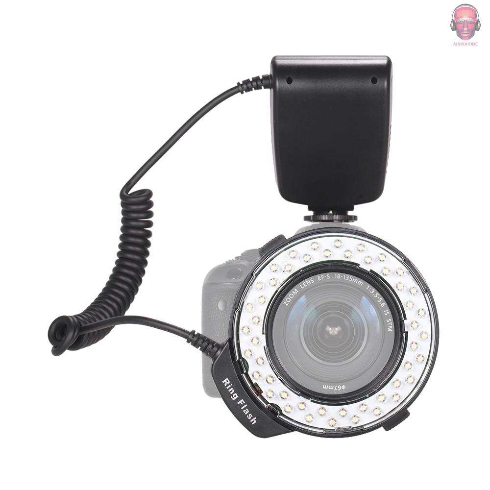 AUDI   HD-130 Macro LED Ring Flash Light LCD Display 3000-15000K GN46 Power Control with 3 Flash Diffusers 8 Adapter Rings for Cameras