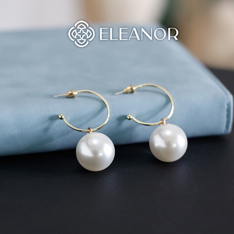 Bông tai nữ ngọc trai nhân tạo Eleanor Accessories viền cong chữ C phụ kiện trang sức 3848