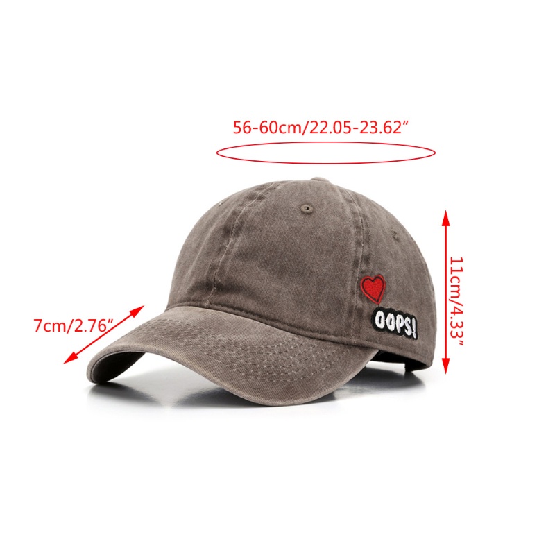 Mũ Lưỡi Trai Denim Thêu Hình Trái Tim