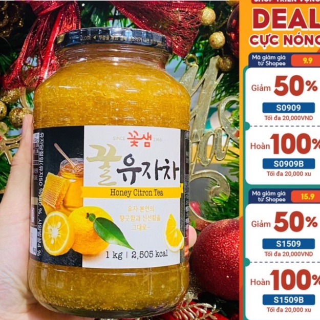 Mật ong chanh Hàn Quốc lọ 1KG- Giảm ho hiệu quả - Hàng nhập khẩu chính hãng