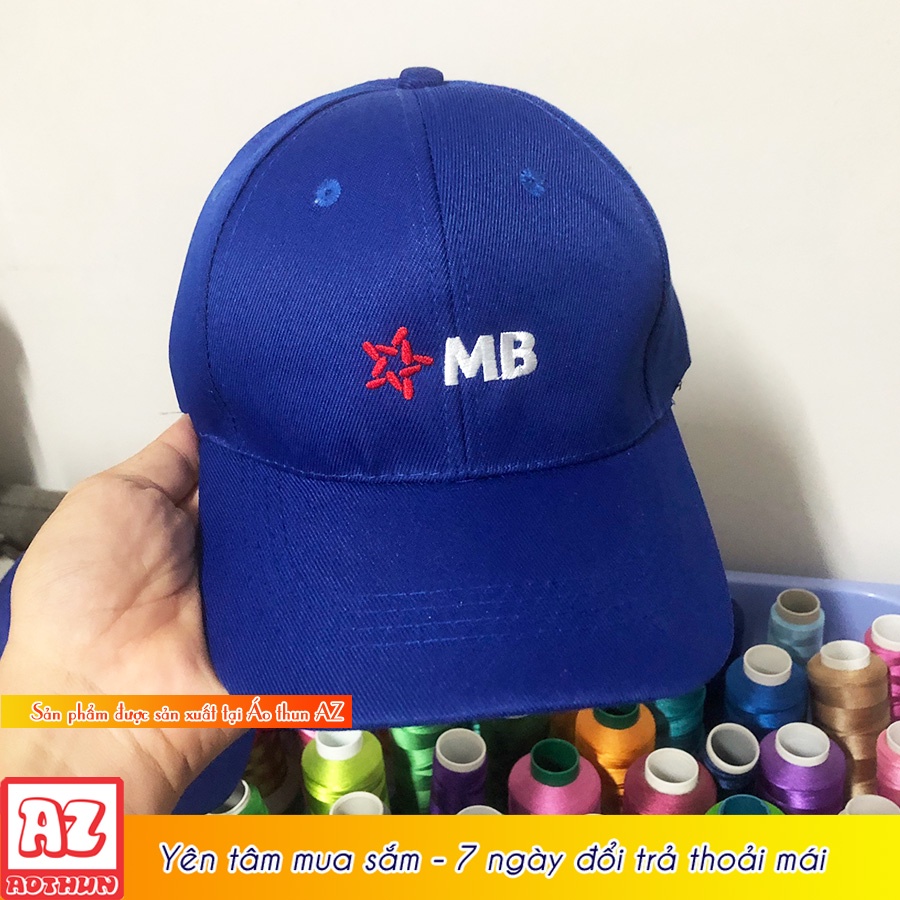 Nón kết xanh bích mb bank thêu logo đồng phục ngân hàng mbbank AT14