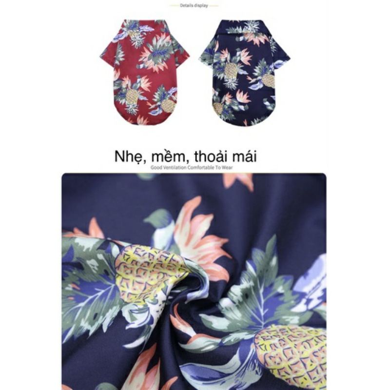 Áo sơ mi cho chó mèo họa tiết Hawaii mùa hè