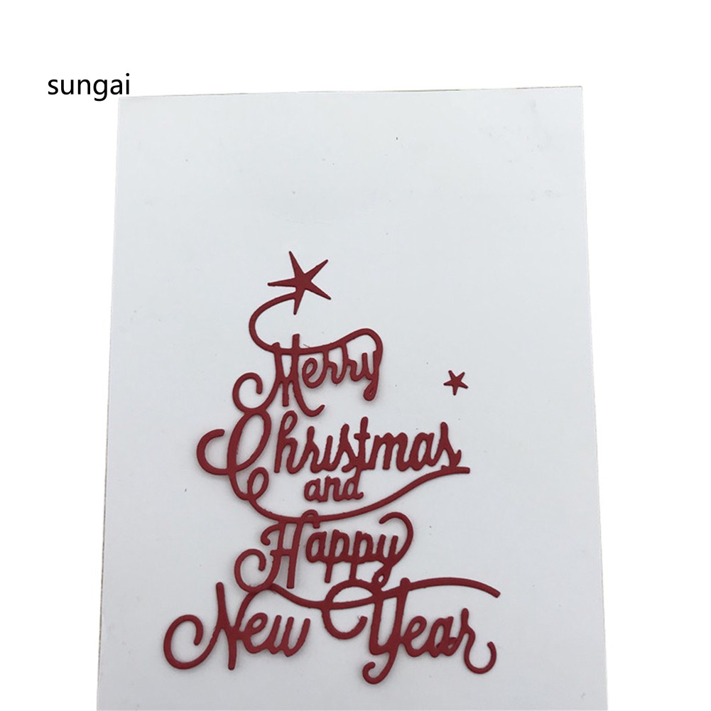 Khuôn kim loại chữ " Merry Christmas " dùng để hỗ trợ cắt giấy trang trí thiệp giáng sinh