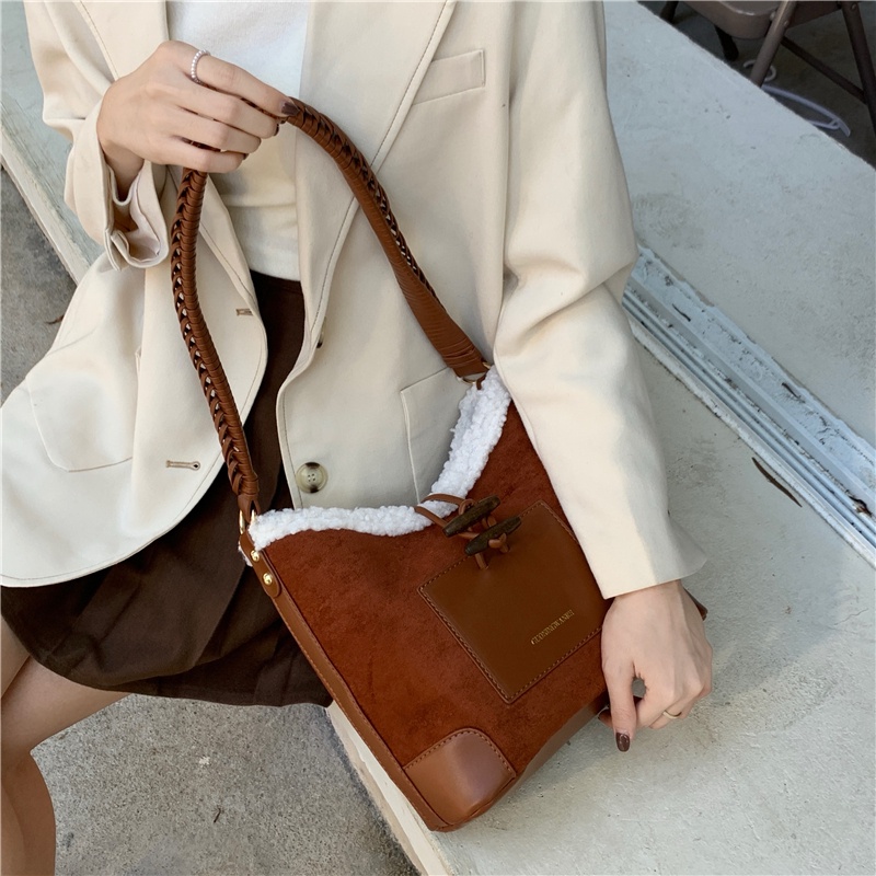 Túi tote Phối Lông Sang Trọng Phong Cách retro