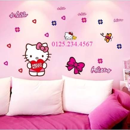 Decal dán tường kitty