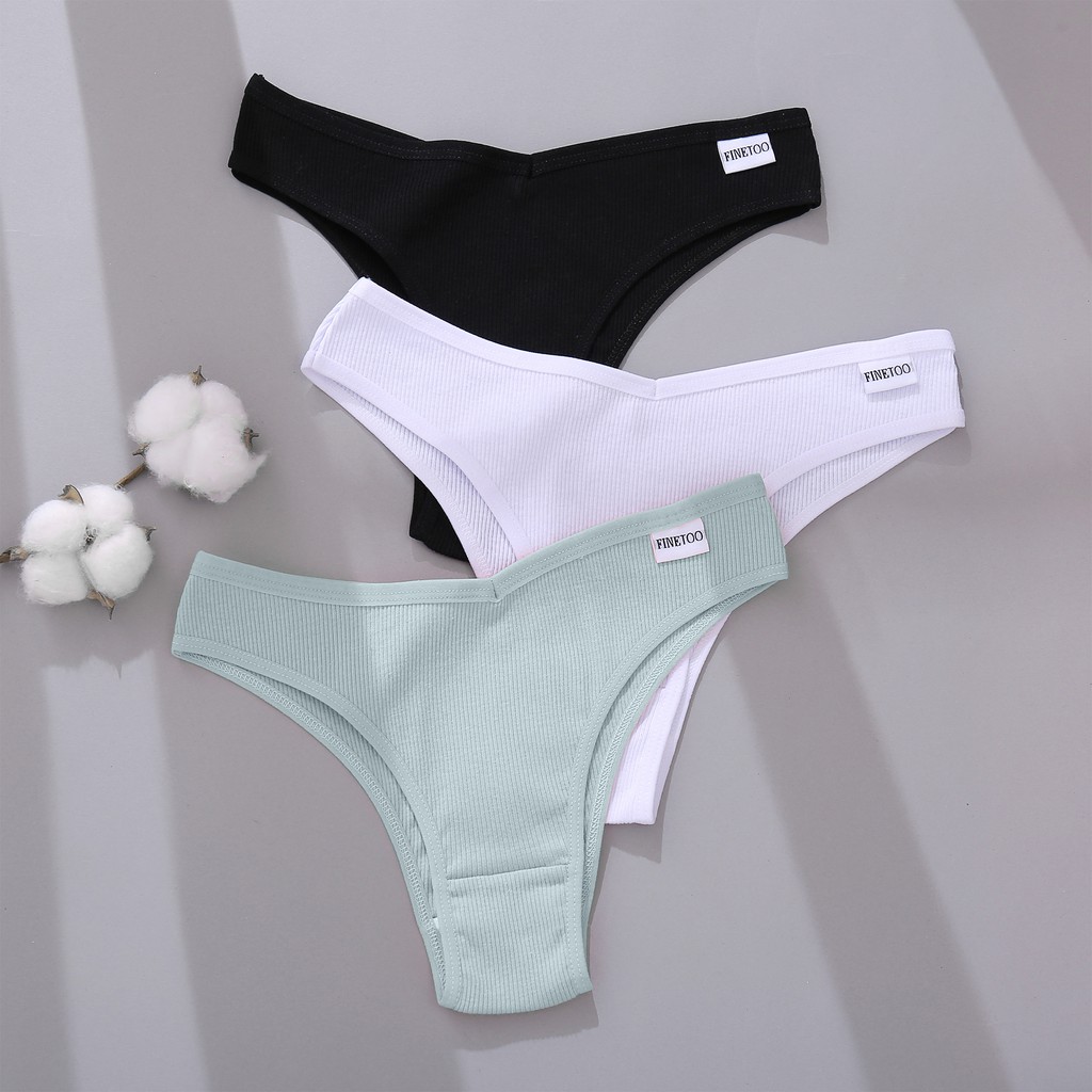 Set 2 quần lót lọt khe TAKETALK cotton lưng thấp quyến rũ đơn giản dành cho nữ