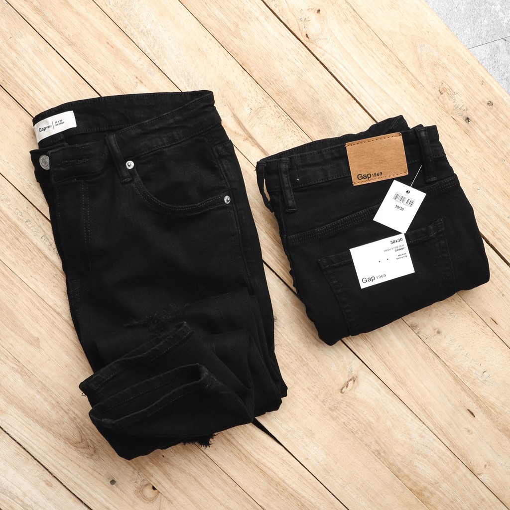Quần Jean Nam Đen trơn / Rách Gối Slim Fit jeans Đen - Modife Shop