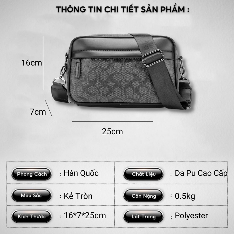 Túi Đeo Chéo Nam da chống nước chống trầy phong cách Hàn Quốc