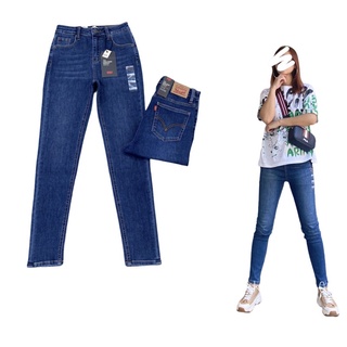 Quần jean skinny nữ lưng cao ngang rốn L.e.V.i.s xanh jean-chất jean co giãn vừa-hàng xuất xịn