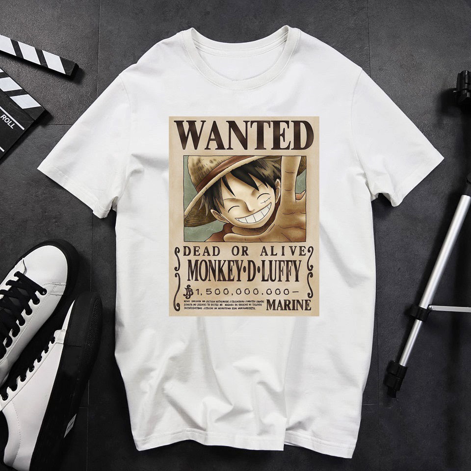 BST ÁO THUN ONE PIECE TRUY NÃ BĂNG MŨ RƠM SIÊU ĐỘC | ÁO LUFFY ONE PIECE WANTED TSHIRT OP18