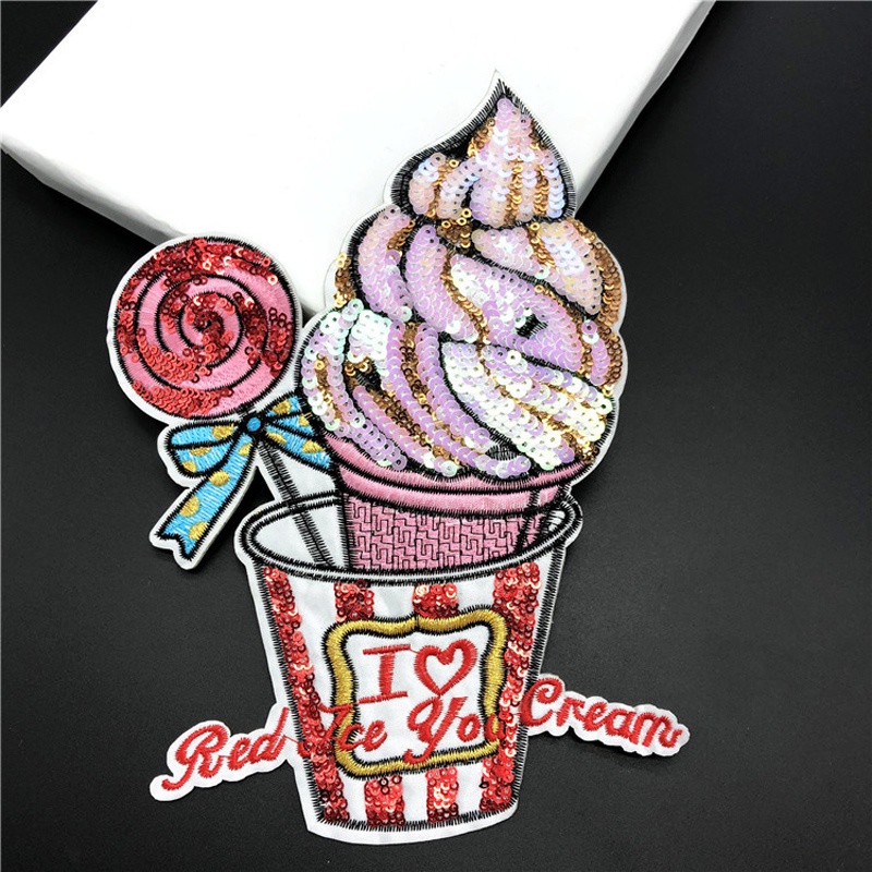 Sticker Ủi Thêu Hình Cây Kem Hoạt Hình