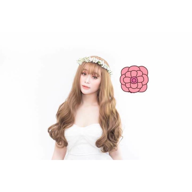 Tóc giả nữ nguyên đầu đầu xoăn dợn C8263, 50cm, tặng kèm lưới trùm tóc