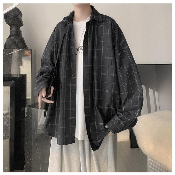 Áo sơ mi oversize khoác, form rộng, full size M - 5XL, kẻ caro phong cách Hàn Quốc, cực dễ phối đồ  ྇