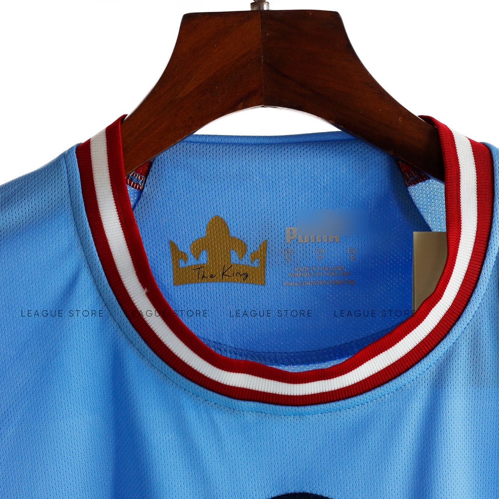 Bộ thể thao nam Manchester city Leaguestore - đồ đá banh nam ngắn tay Man city sân nhà 22/23 màu xanh