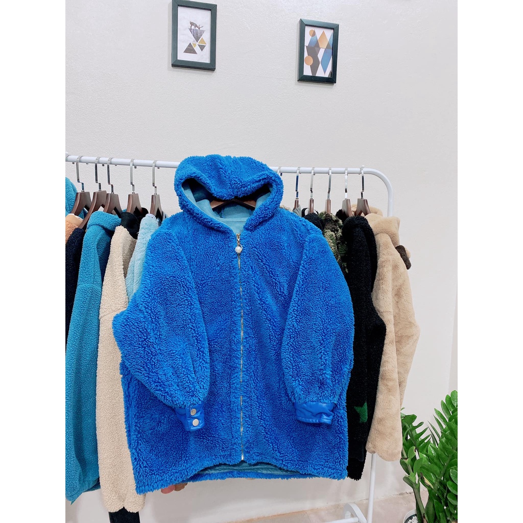 🍓 Áo khoác LÔNG CỪU màu xanh coban 2hand phong cách HÀN QUỐC🍒SHIP TOÀN QUỐC🍎