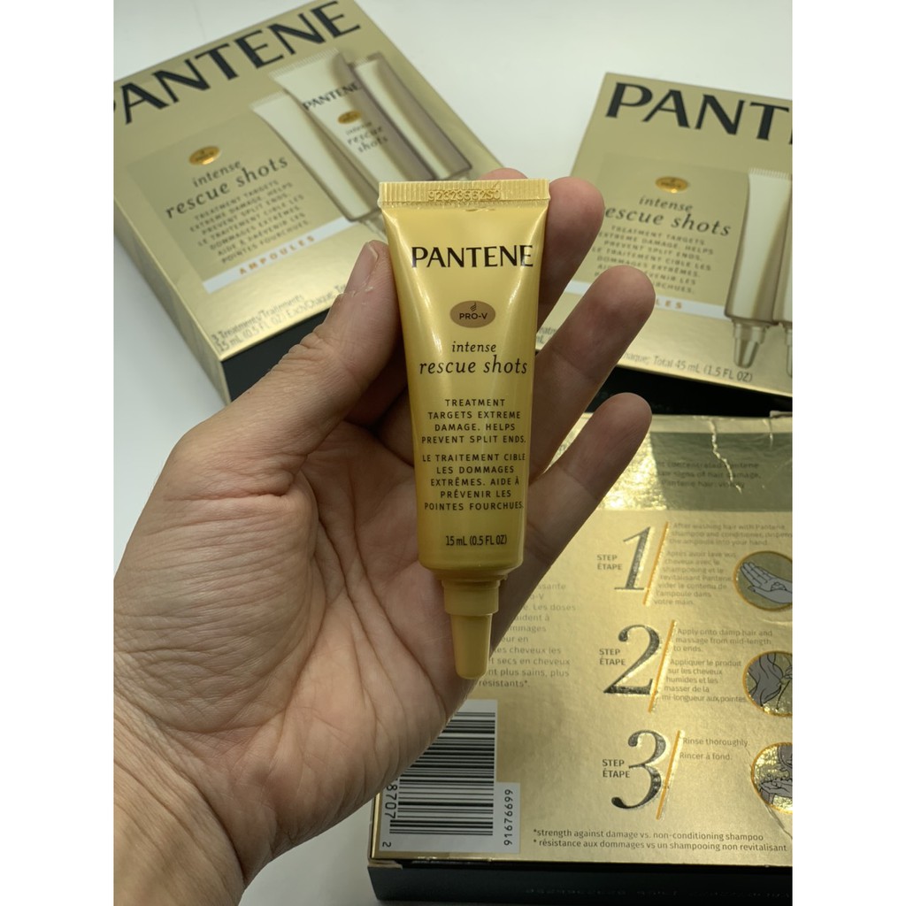 Pantene Intense Rescue Shots kem dưỡng phục hồi tóc hư tổn set 3 x 15ml