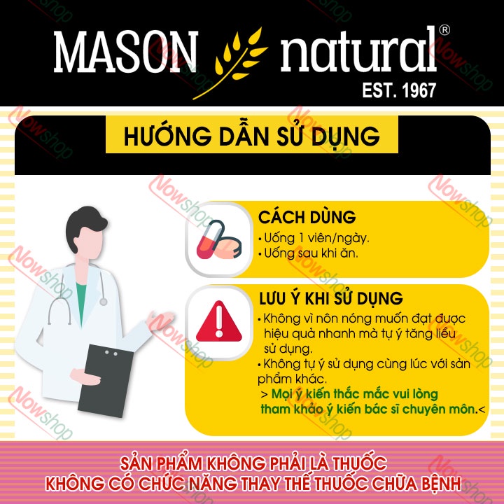 Viên uống bổ sung vitamin tổng hợp cho phụ nữ mang thai và cho con bú Mason Natural Masonatal Prenatal Formulation 100v