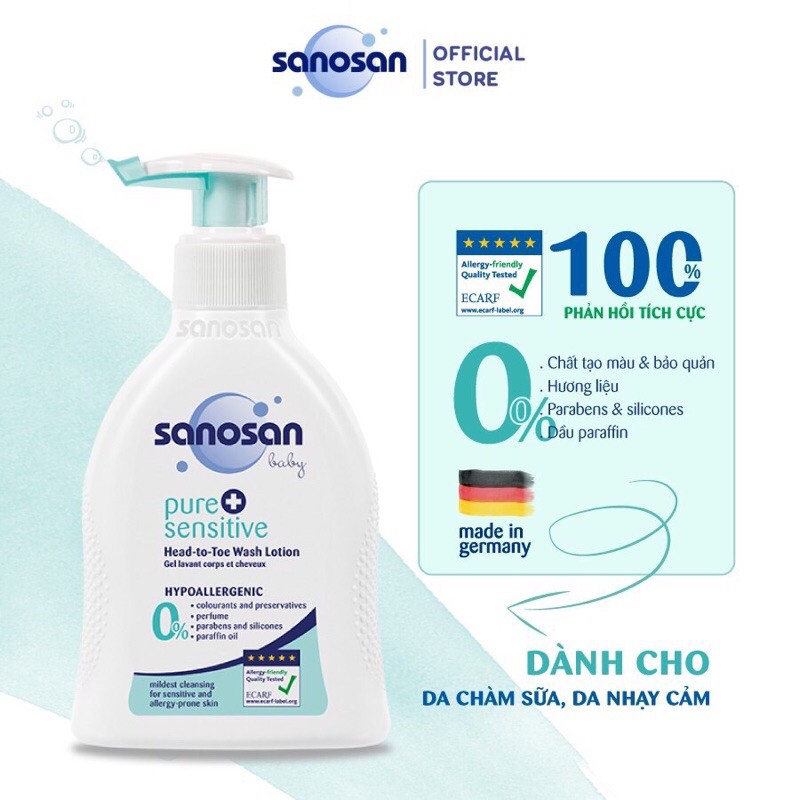 Sữa Tắm Dịu Nhẹ Cho Da Nhạy Cảm SANOSAN 200ml Nhập Khẩu Đức