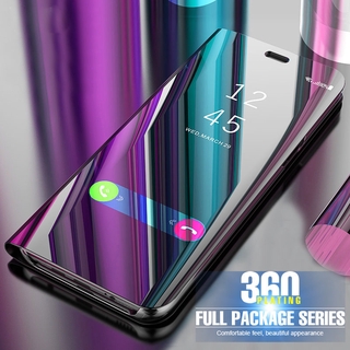 Ốp điện thoại OPPO A92 A72 A52 A31 A8 A9 / A5 / A3 2020 A11 A11X A9 A9X A83 A1 A5S AX7 AX5S A12 A3S AX5 C1 2019 Sang Trọng Thông Minh Trong Suốt Điện Gương Lật Đứng
