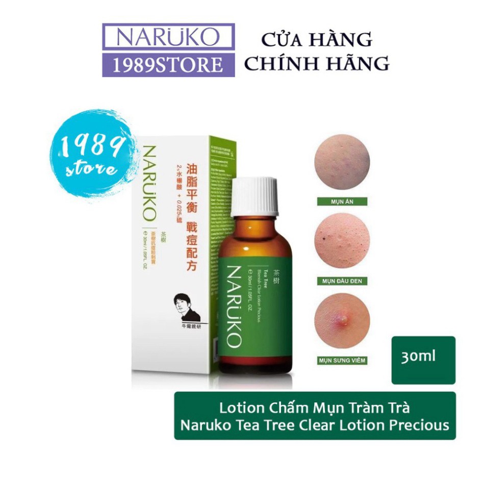 NARUKO - Lotion Tràm Trà Đậm Đặc Giảm Mụn Mảng, Mụn Đầu Đen 30ml – Tea Tree Blemish Clear Lotion Precious 30ml H763