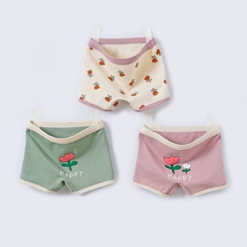 Quần chip đùi cho bé gái vải thun cotton thấm hút cao cấp Áo Lá Homewear,com 3 quần mặc váy hình hoa cho bé