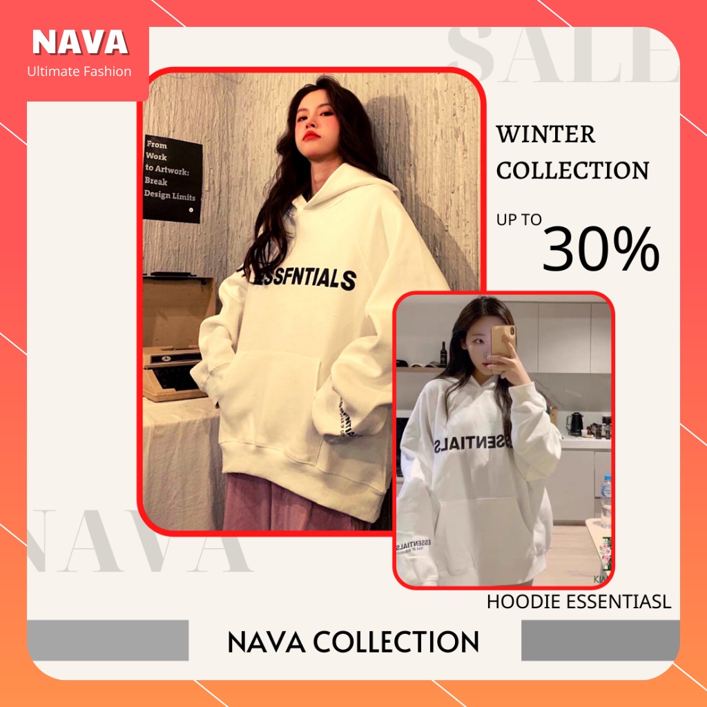 Áo hoodie Essentials Nam nữ có mũ, chất nỉ bông dày dặn form rộng dây kéo thời trang thu đông 2021 hình ảnh thật giá tốt