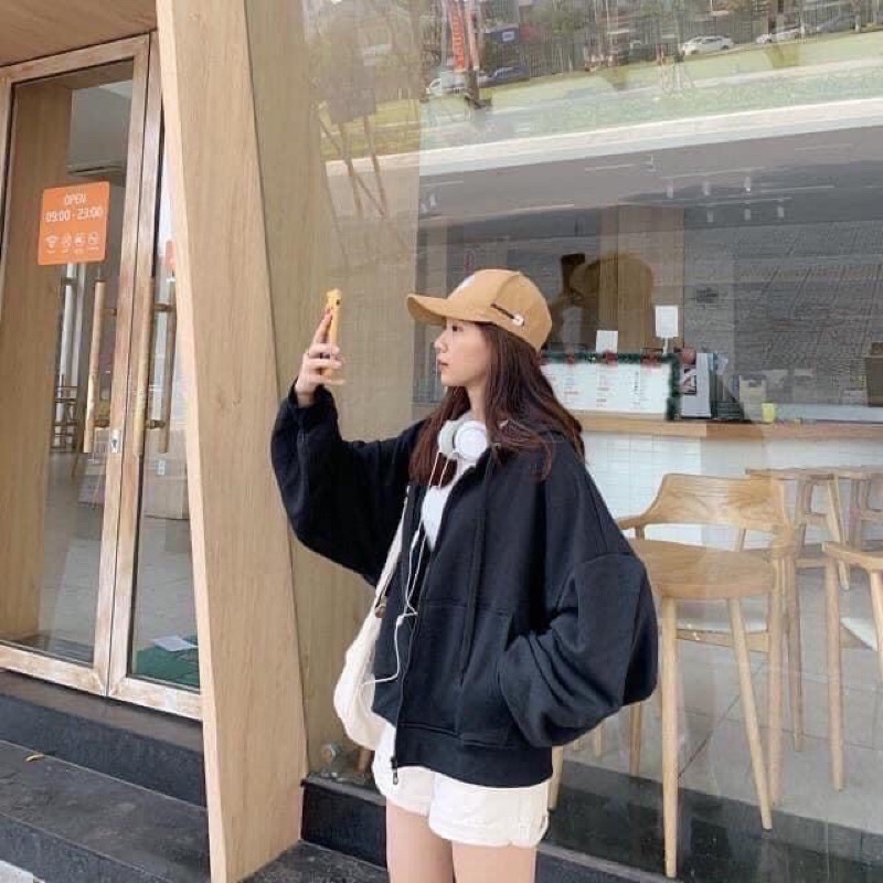 [Video/Ảnh thật] Áo khoác nỉ hoodie trơn Unisex - Thun tay dài form rộng có mũ dáng suông basic ulzzang nam nữ HOT