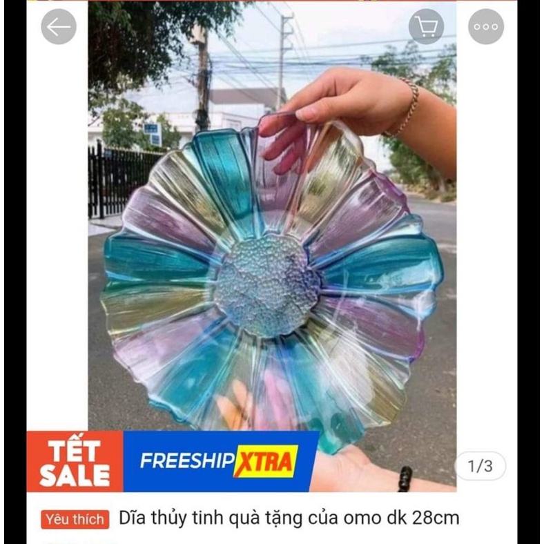 Đĩa thủy tinh kiểu 29cm ( màu ngẫu nhiên)