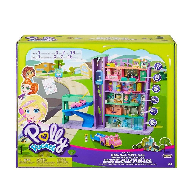 Bộ đồ chơi polly pocket trung tâm thương mại bộ mới (có thêm xe kem) hàng order