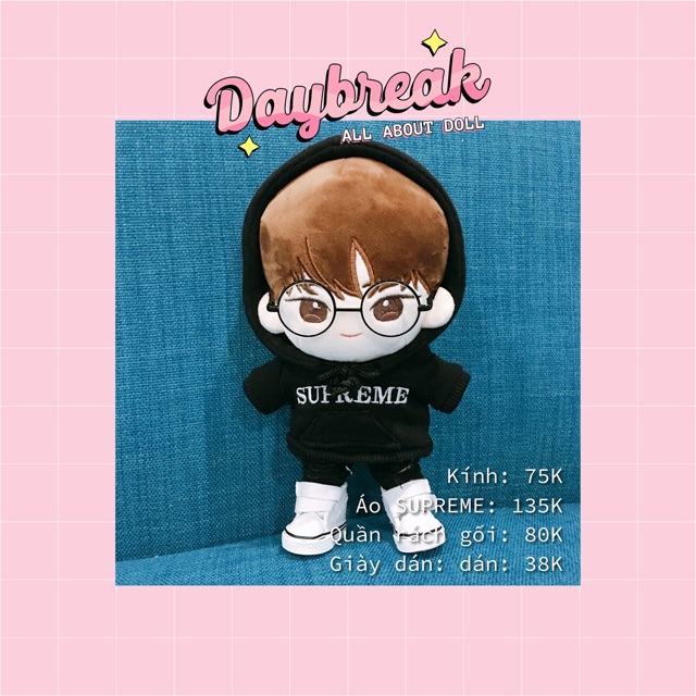 Outfit doll - Áo hoodie SUPREME cho doll 20cm