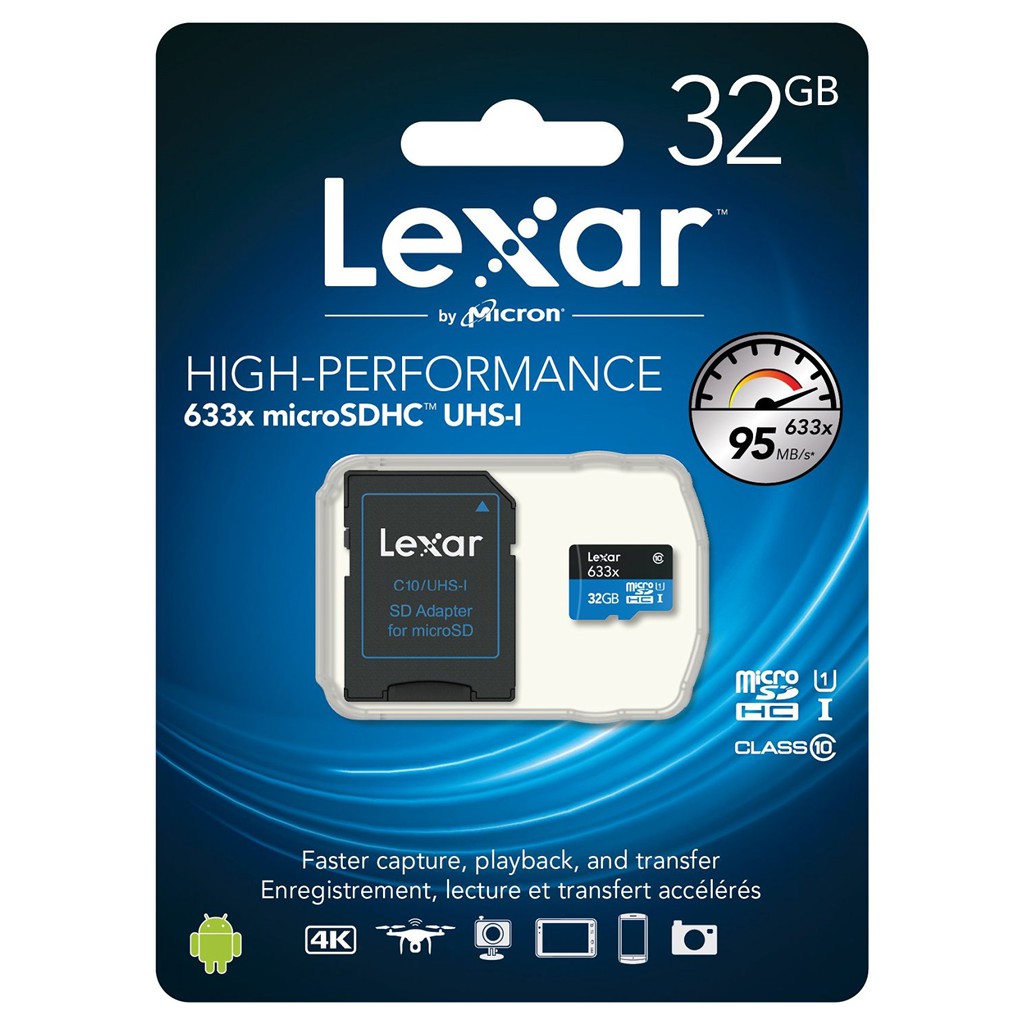 Thẻ nhớ 32GB MicroSD Lexar class 10 UHS-I 95MB/s Adaptor