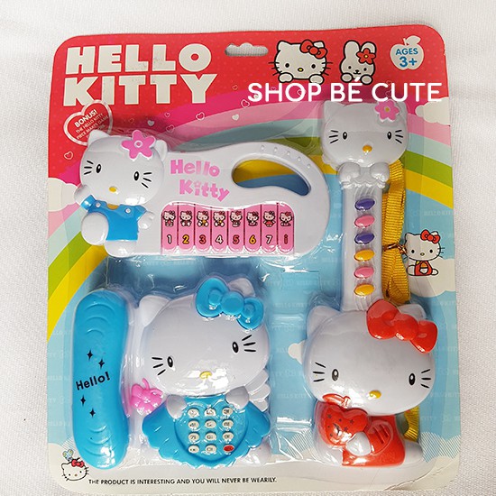 Đồ chơi đàn và điện thoại hello kitty 3 món (2 đàn và 1 điện thoại)