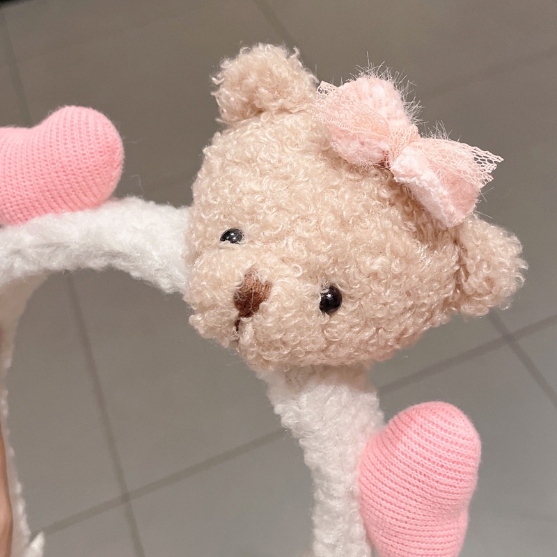 Băng đô cài tóc hình chú gấu hoạt hình dễ thương phong cách Hàn Quốc thời trang thu đông xinh xắn