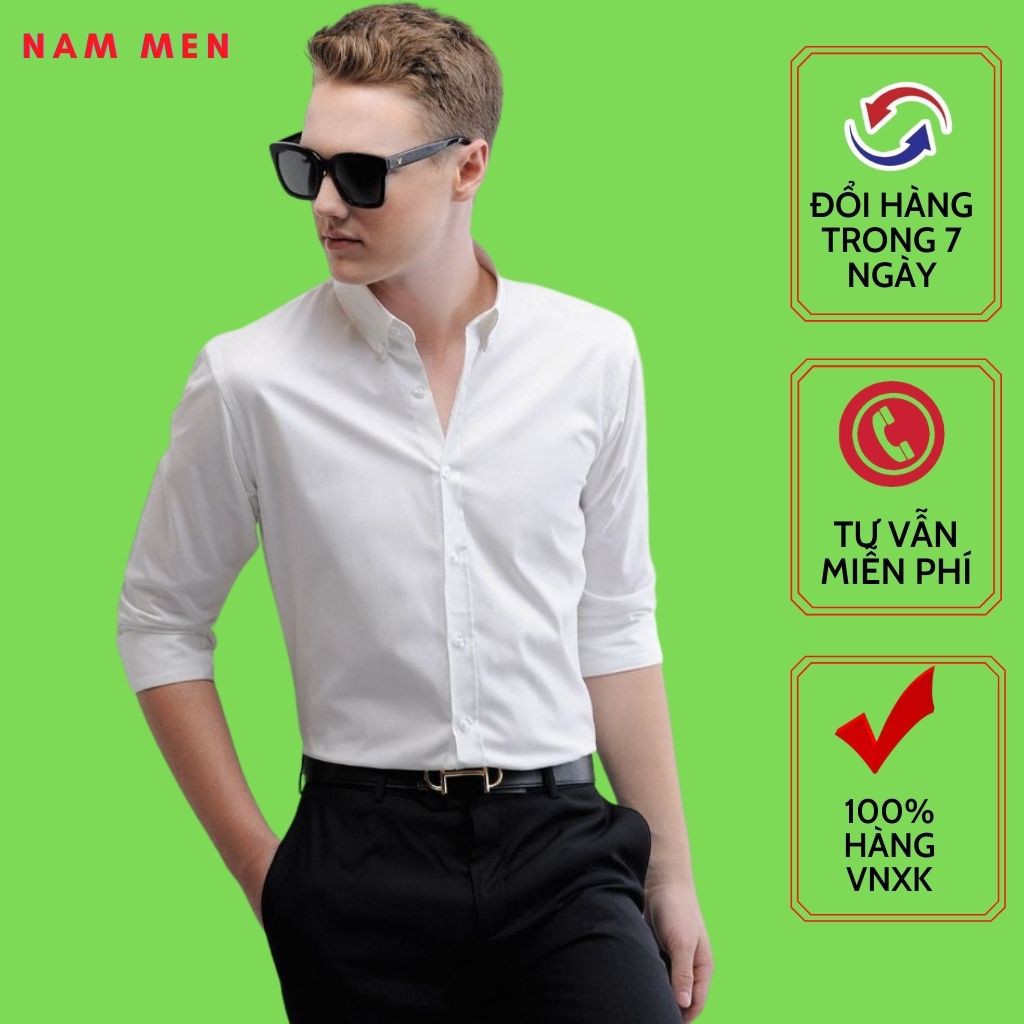 Sơ Mi Nam, Áo Sơ Mi Nam Dài Tay Vải Trơn Không Nhăn Cao Cấp VNXK | BigBuy360 - bigbuy360.vn